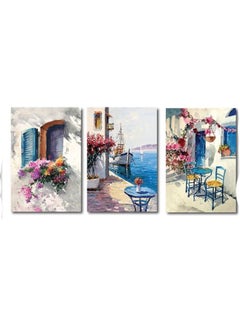 Fast Print 3-Piece Places Design Framed Vinyl Tableau Multicolor 80x150cm 