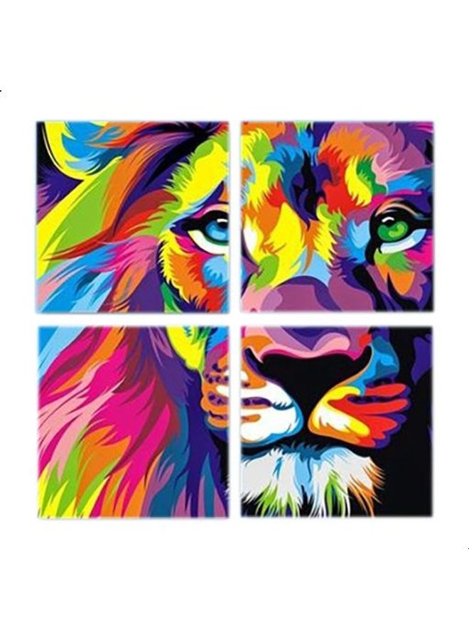 Fast Print 4-Piece Animals Design Framed Vinyl Tableau Multicolor 80x80cm 
