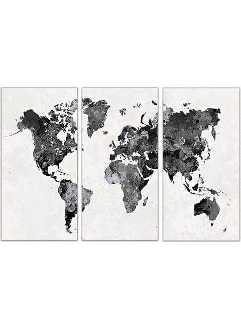 3-Piece Maps Design Framed Vinyl Tableau Multicolor 80x120cm