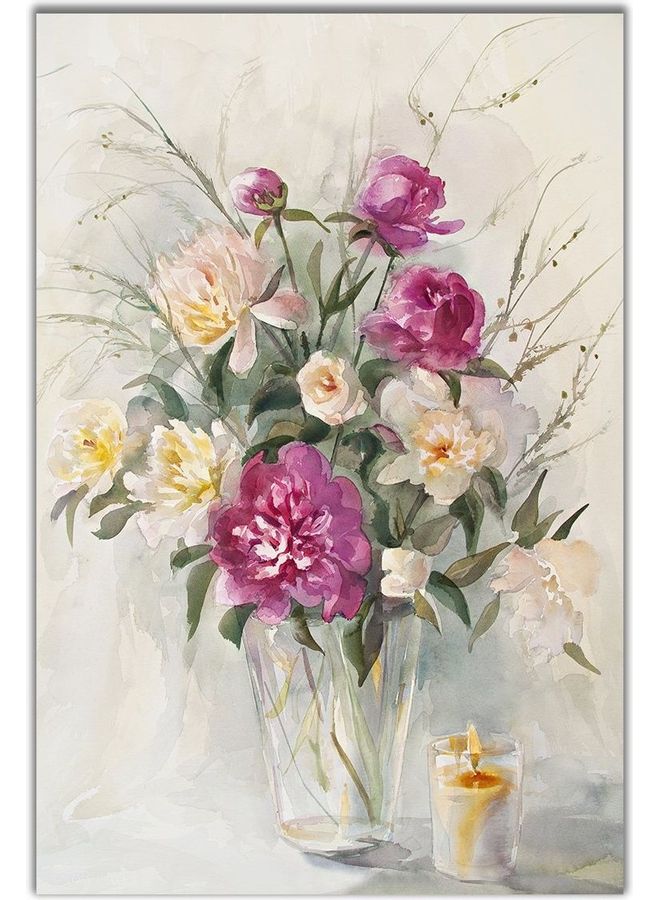 Fast Print Floral & Botanical Design Framed Vinyl Tableau Multicolor 150x100cm 