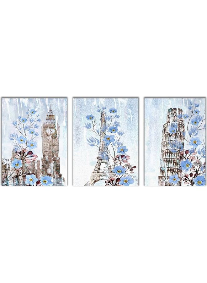 Fast Print 3-Piece Places Design Framed Vinyl Tableau Multicolor 50x100cm 