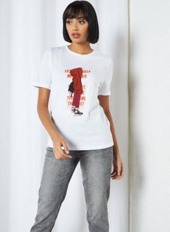 Textured Applique Detail T-Shirt White