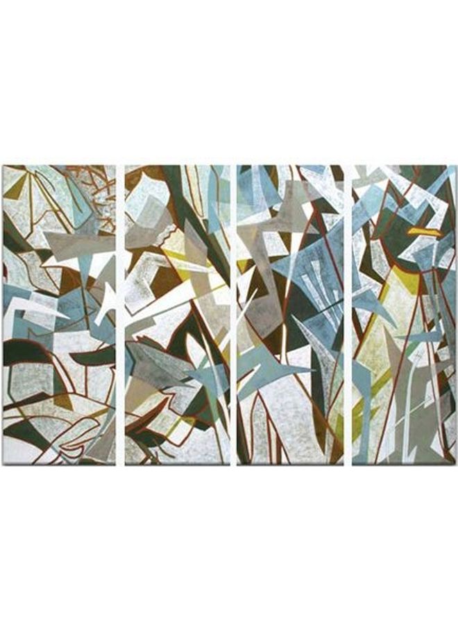 4-Piece Abstract Design Framed Vinyl Tableau Multicolor 150x80cm