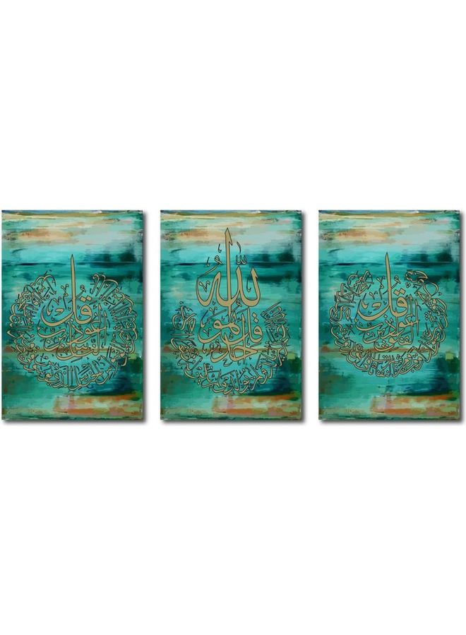 Fast Print 3-Piece Religion Design Framed Vinyl Tableau Multicolor 60x120cm