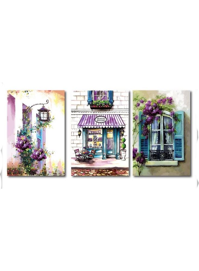 Fast Print 3-Piece Places Design Framed Vinyl Tableau Multicolor 60x120cm