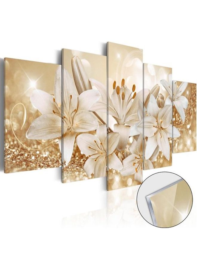 Fast Print 5-Piece Floral & Botanical Design Framed Vinyl Tableau Multicolor 210x100cm 
