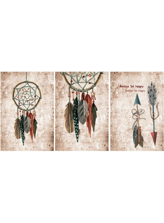 Fast Print 3-Piece Contemporary Design Framed Vinyl Tableau Multicolor 40x90cm