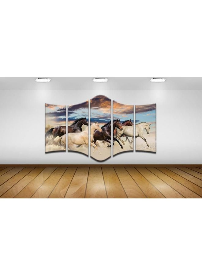 Fast Print 5-Piece Animals Design Framed Vinyl Tableau Multicolor 120x60cm 