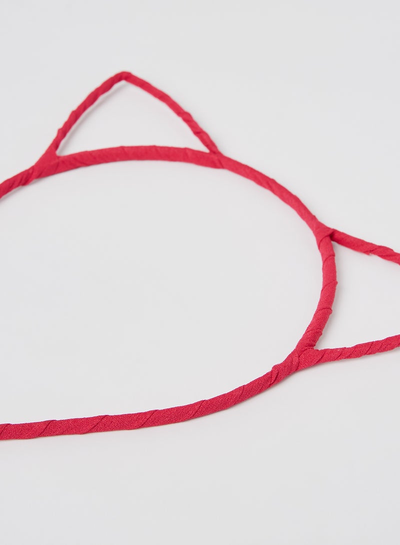 شاربدو طوق شعر لطيف بتصميم أذني القط وردي 16 x 15سم - Image 3