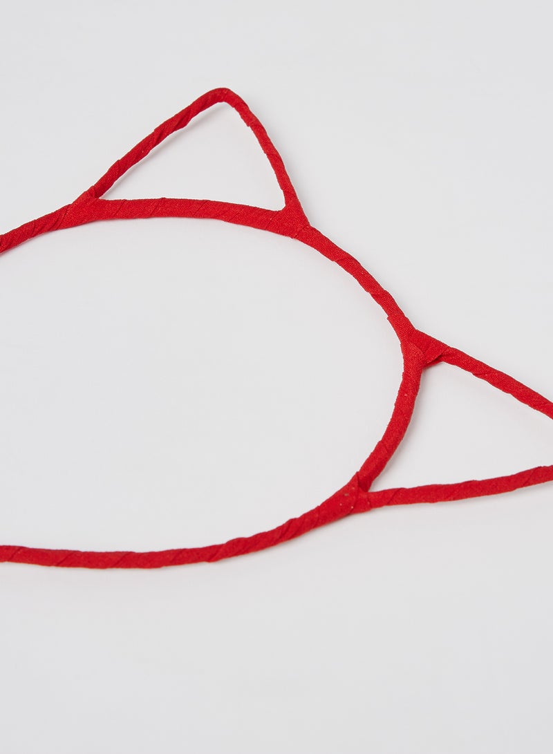 شاربدو طوق شعر لطيف بتصميم أذني القط وردي 16 x 15سم - Image 3