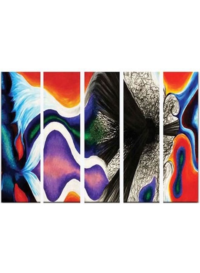 Fast Print 5-Piece Abstract Design Framed Vinyl Tableau Multicolor 180x90cm 