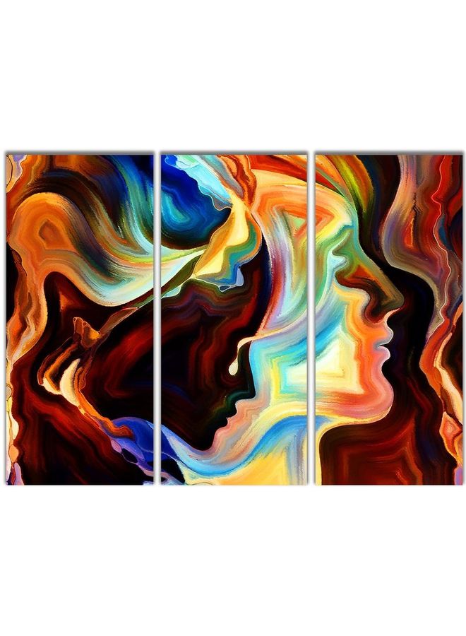 Fast Print 3-Piece Abstract Design Framed Vinyl Tableau Multicolor 100x150cm 
