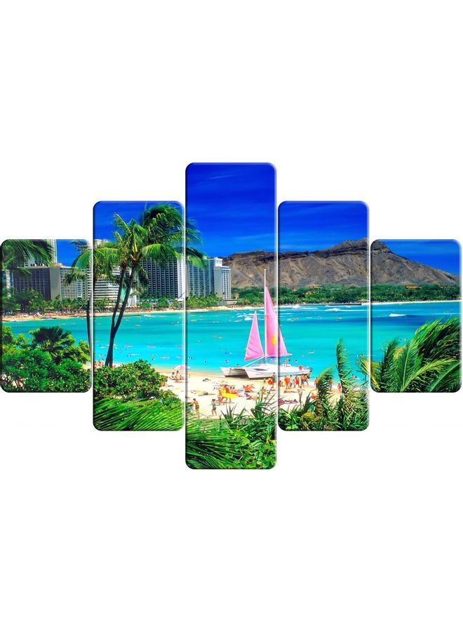 فاست برينت طقم تابلوه من الفينيل بتصميم المناظر الطبيعية والطبيعة مكون من 5 قطع متعدد الألوان 120x80سم