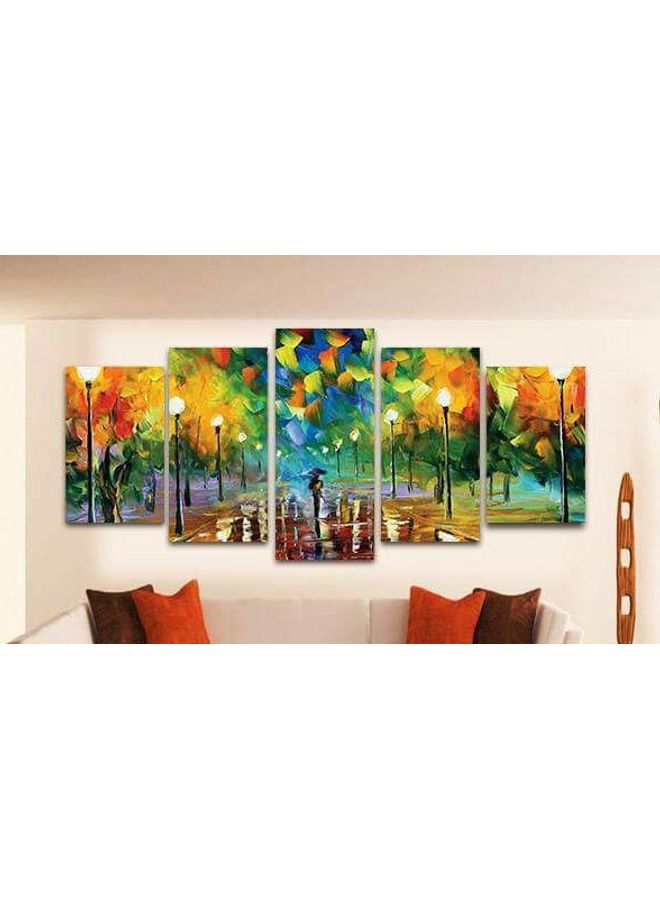 Fast Print 5-Piece Abstract Design Framed Vinyl Tableau Multicolor 