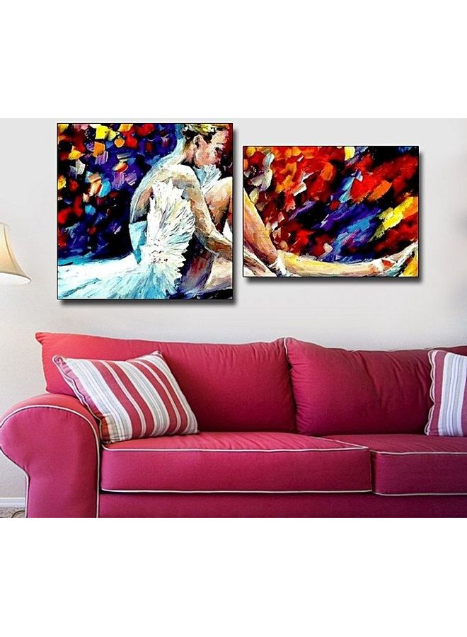 Fast Print 2-Piece Contemporary Design Framed Vinyl Tableau Multicolor 80x70cm 