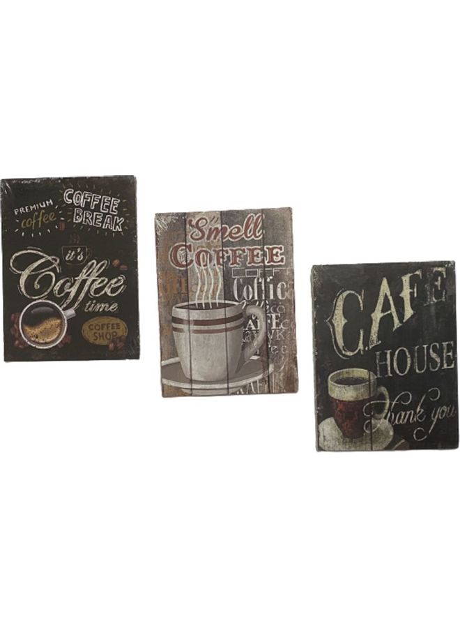 Fast Print 3-Piece Food & Beverages Design Framed Vinyl Tableau Multicolor 18x24cm 