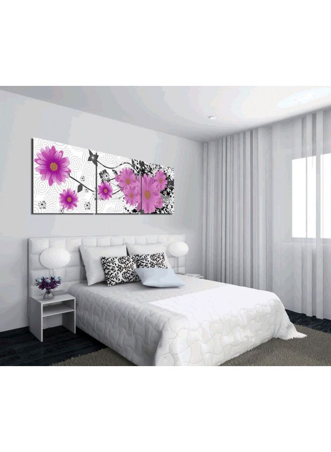 3-Piece Floral & Botanical Design Framed Vinyl Tableau Multicolor 72x24cm