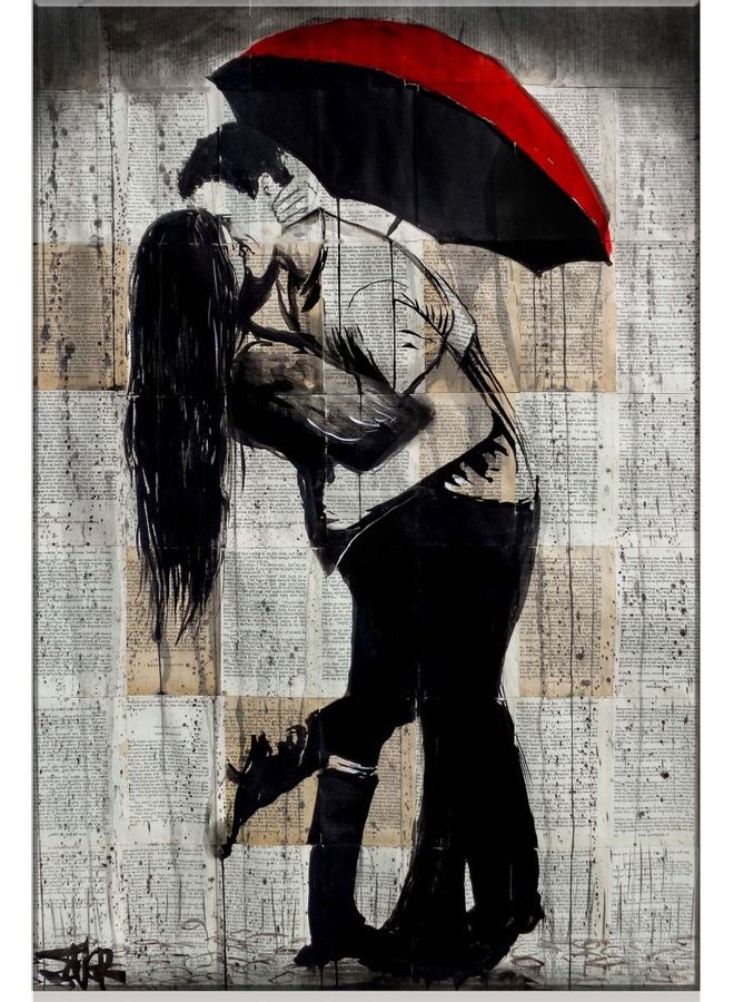 فاست برينت لوحة فنية من الفينيل بإطار بتصميم رومانسي متعدد الألوان 65x95سم