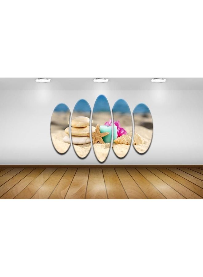 Fast Print 5-Piece Landscape & Nature Design Framed Vinyl Tableau Multicolor 120x60cm 