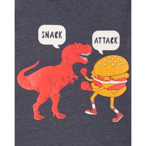 carter's Snack Attack Dinosaur Layered Look Printed T-Shirt Navy Blue - Image 2