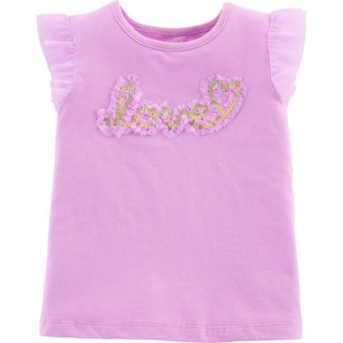 carter's Ribbed Neck Love Tulle-Sleeve Top Purple 