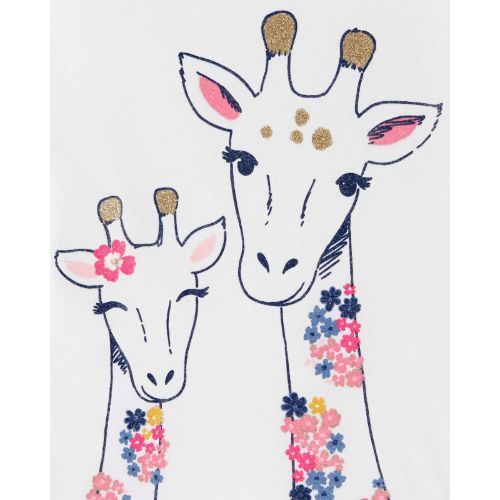 carter's - Giraffe Printed Ruffle Shoulder T-Shirt White - Image 1
