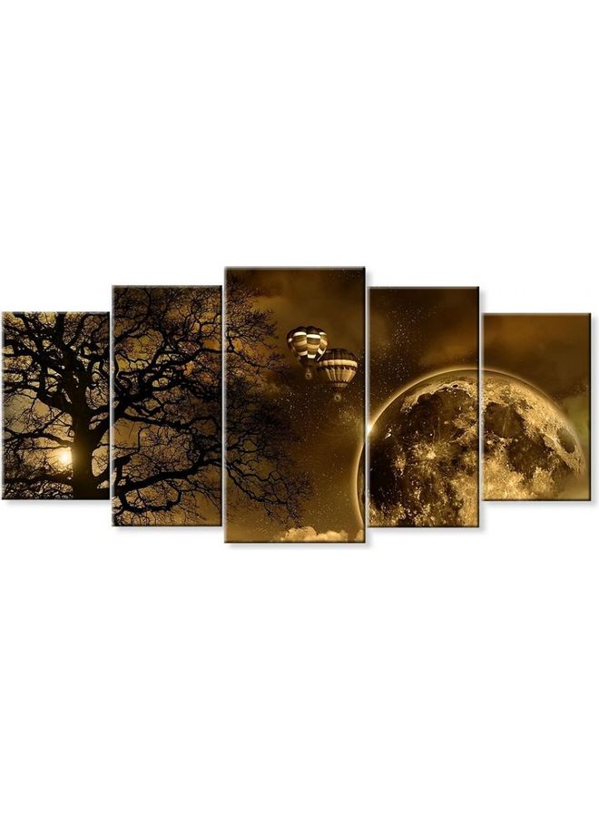 Fast Print 5-Piece Contemporary Design Framed Vinyl Tableau Multicolor 120x60cm 