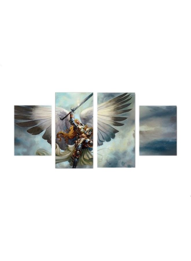Fast Print 4-Piece Animals Design Framed Vinyl Tableau Multicolor 100x60cm 