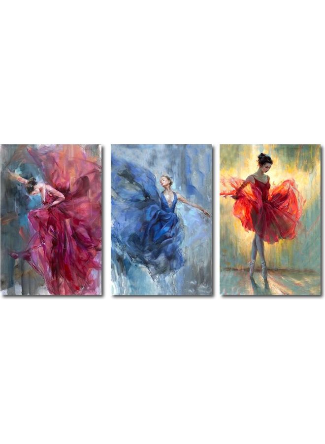 Fast Print 3-Piece People Design Framed Vinyl Tableau Multicolor 60x120cm