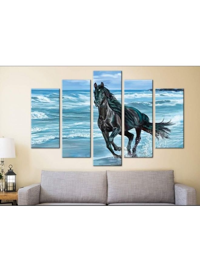 Fast Print 5-Piece Animals Design Framed Vinyl Tableau Multicolor 120x60cm 