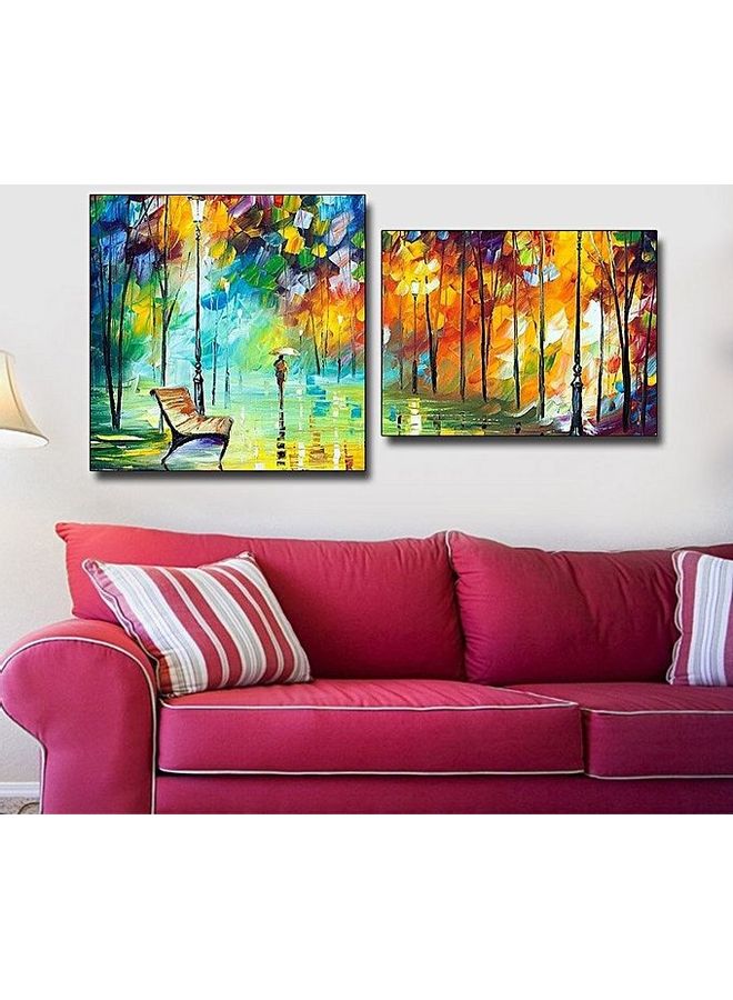 Fast Print 2-Piece Contemporary Design Framed Vinyl Tableau Multicolor 80x70cm 