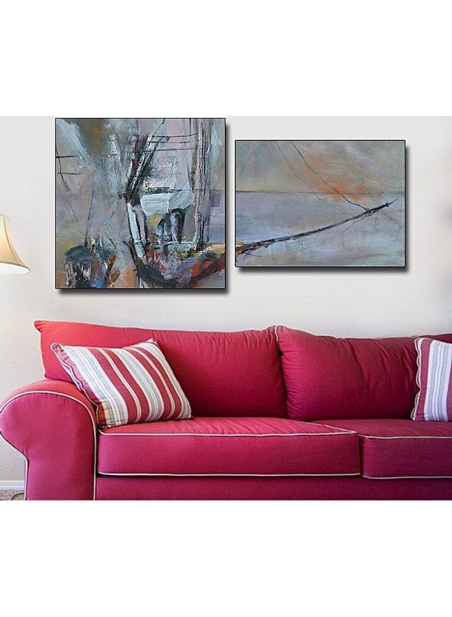 Fast Print 2-Piece Contemporary Design Framed Vinyl Tableau Multicolor 80x70cm
