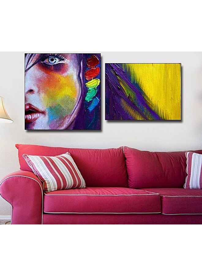 Fast Print 2-Piece Contemporary Design Framed Vinyl Tableau Multicolor 80x70cm 