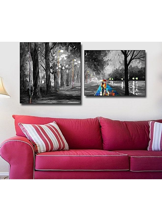 Fast Print 2-Piece Contemporary Design Framed Vinyl Tableau Multicolor 80x70cm