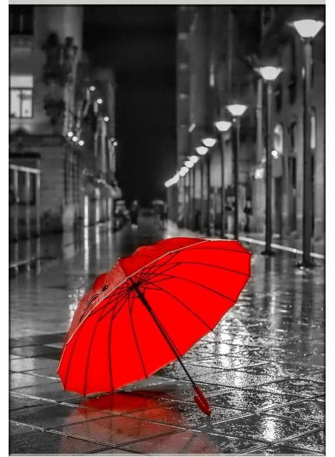 Fast Print Umbrella Design Framed Vinyl Tableau Multicolor 30x40cm 