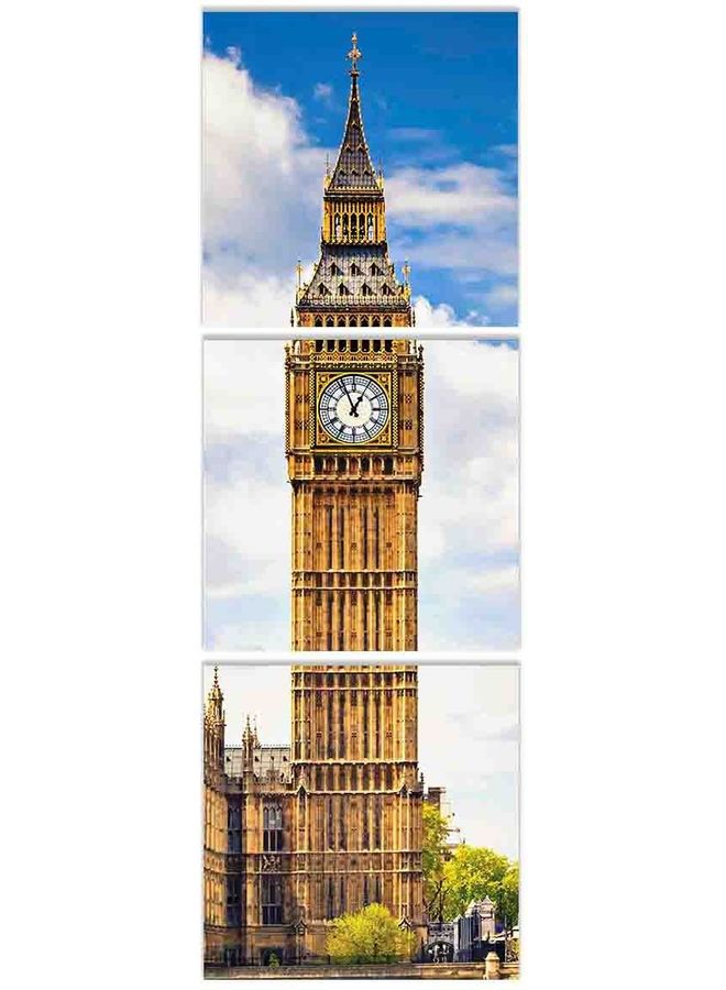 Fast Print 3-Piece Places Design Framed Vinyl Tableau Multicolor 40x120cm