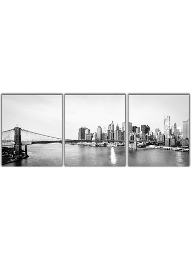 Fast Print 3-Piece Places Design Framed Vinyl Tableau Multicolor 40x120cm