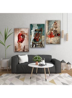 Fast Print 3-Piece Hobbies Design Framed Vinyl Tableau Multicolor 60x40cm 