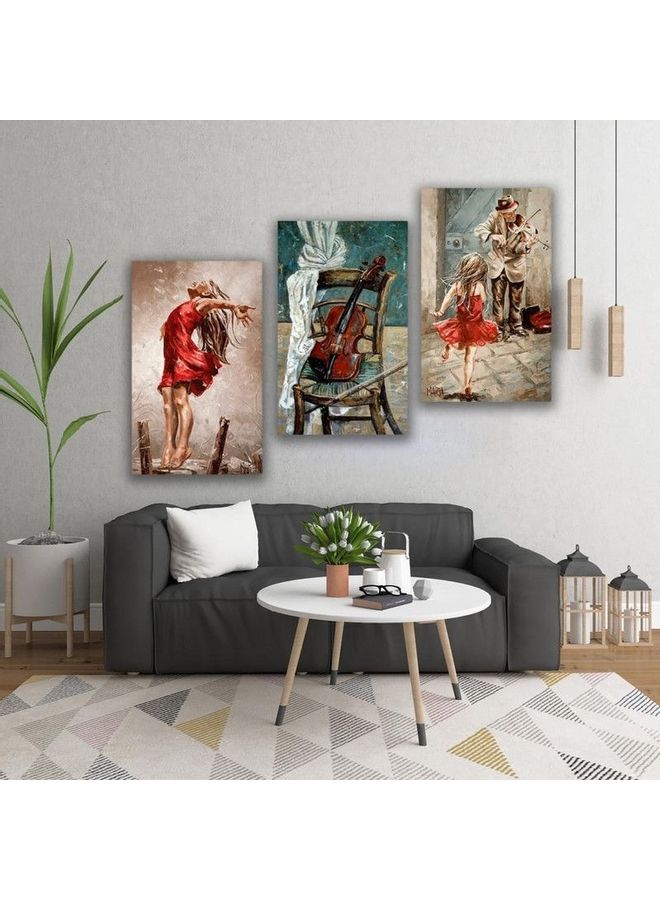 Fast Print 3-Piece Hobbies Design Framed Vinyl Tableau Multicolor 60x40cm 