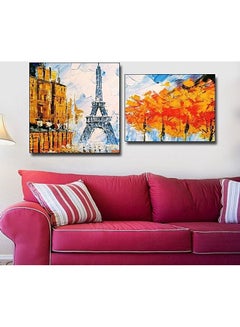 Fast Print 2-Piece Contemporary Design Framed Vinyl Tableau Multicolor 80x70cm 