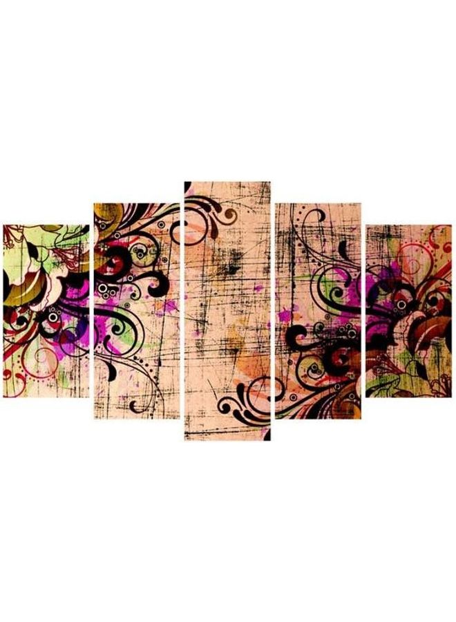 Fast Print 5-Piece Abstract Design Framed Vinyl Tableau Multicolor 100x60cm 