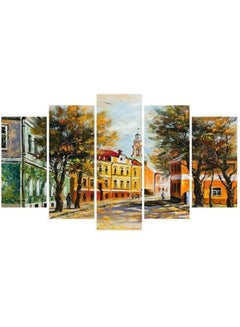 Fast Print 5-Piece Landscape & Nature Design Framed Vinyl Tableau Multicolor 100x60cm 