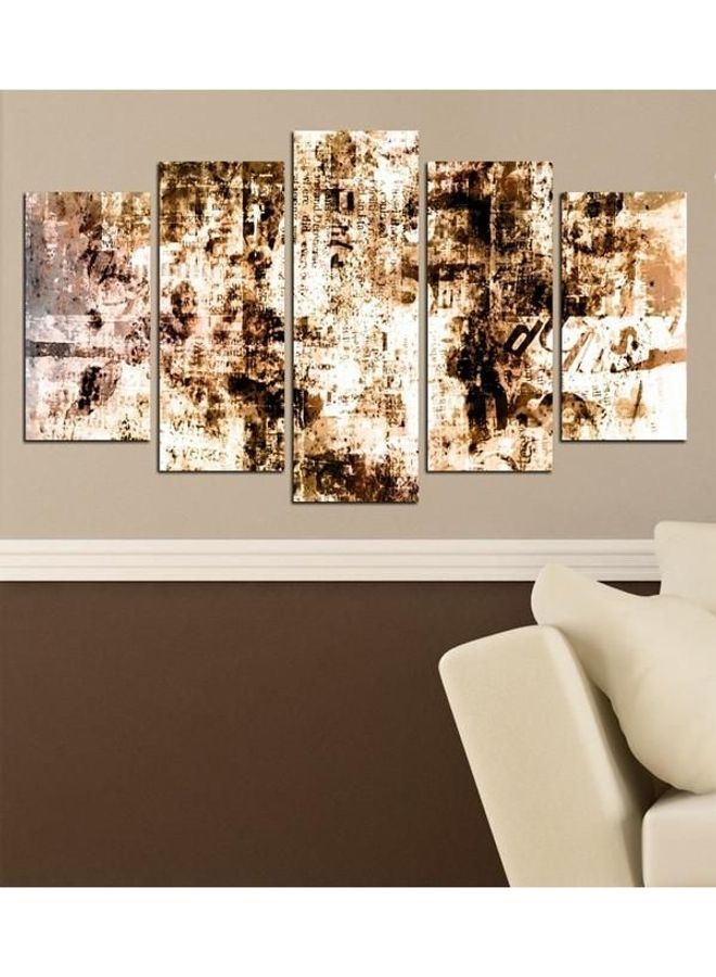 Fast Print 5-Piece Abstract Design Framed Vinyl Tableau Multicolor 100x60cm 