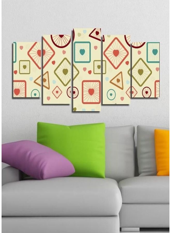 Fast Print 5-Piece Abstract Design Framed Vinyl Tableau Multicolor 100x60cm 