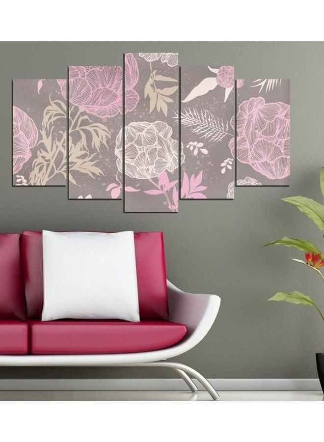 Fast Print 5-Piece Abstract Design Framed Vinyl Tableau Multicolor 100x60cm 