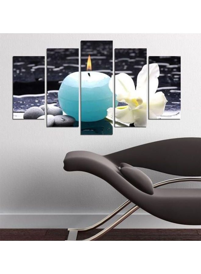 Fast Print 5-Piece Floral & Botanical Design Framed Vinyl Tableau Multicolor 100x60cm