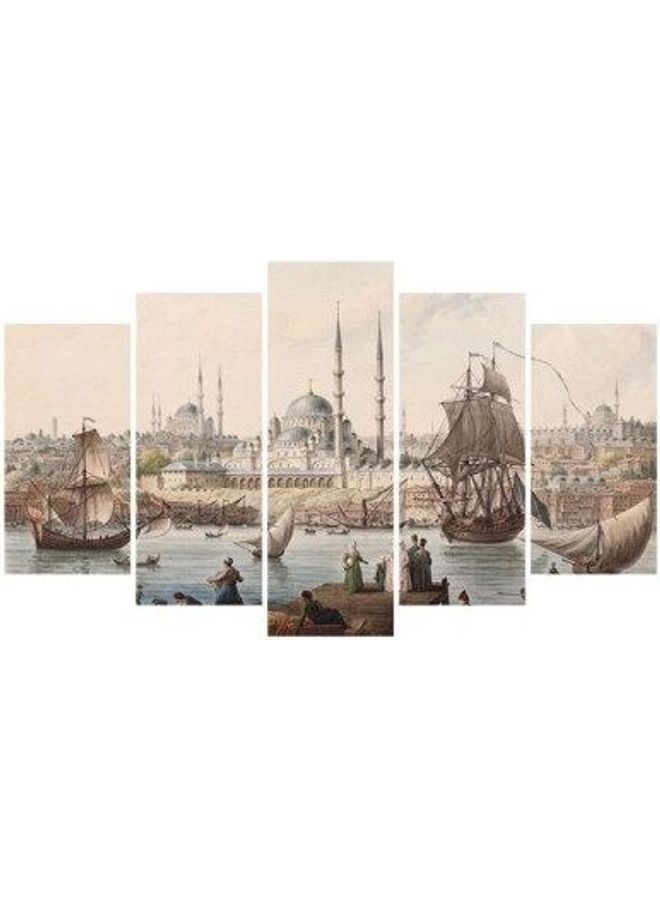 Fast Print 5-Piece Ancient & Classic Design Framed Vinyl Tableau Multicolor 102x60cm 