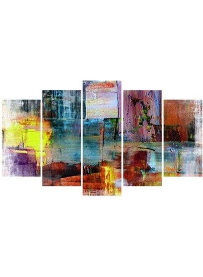Fast Print 5-Piece Abstract Design Framed Vinyl Tableau Multicolor 102x60cm 