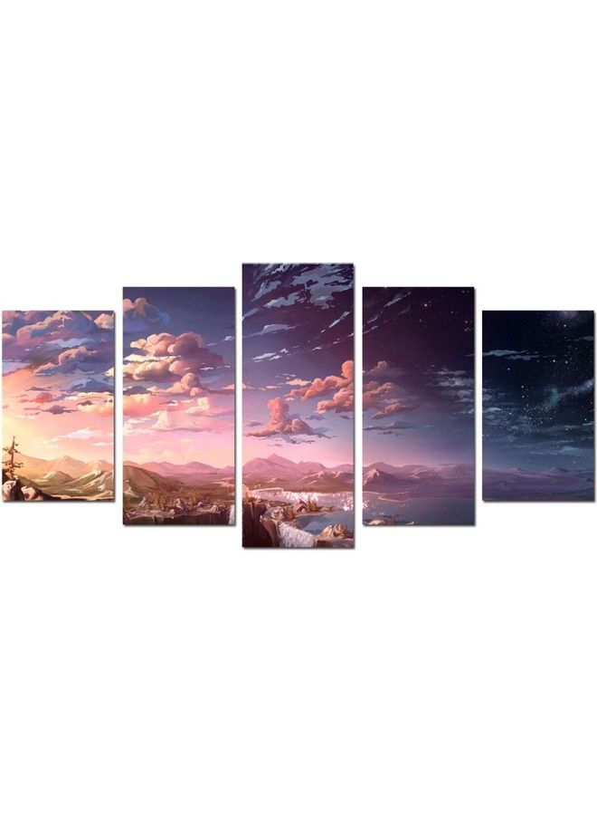 Fast Print - 5-Piece Landscape & Nature Design Framed Vinyl Tableau Multicolor 150x80cm - Image 1