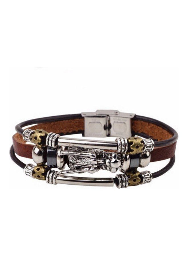 Men's Vintage Punk Faux Leather Bracelet Dragon Head Charm Multilayer Bangle  - Image 2